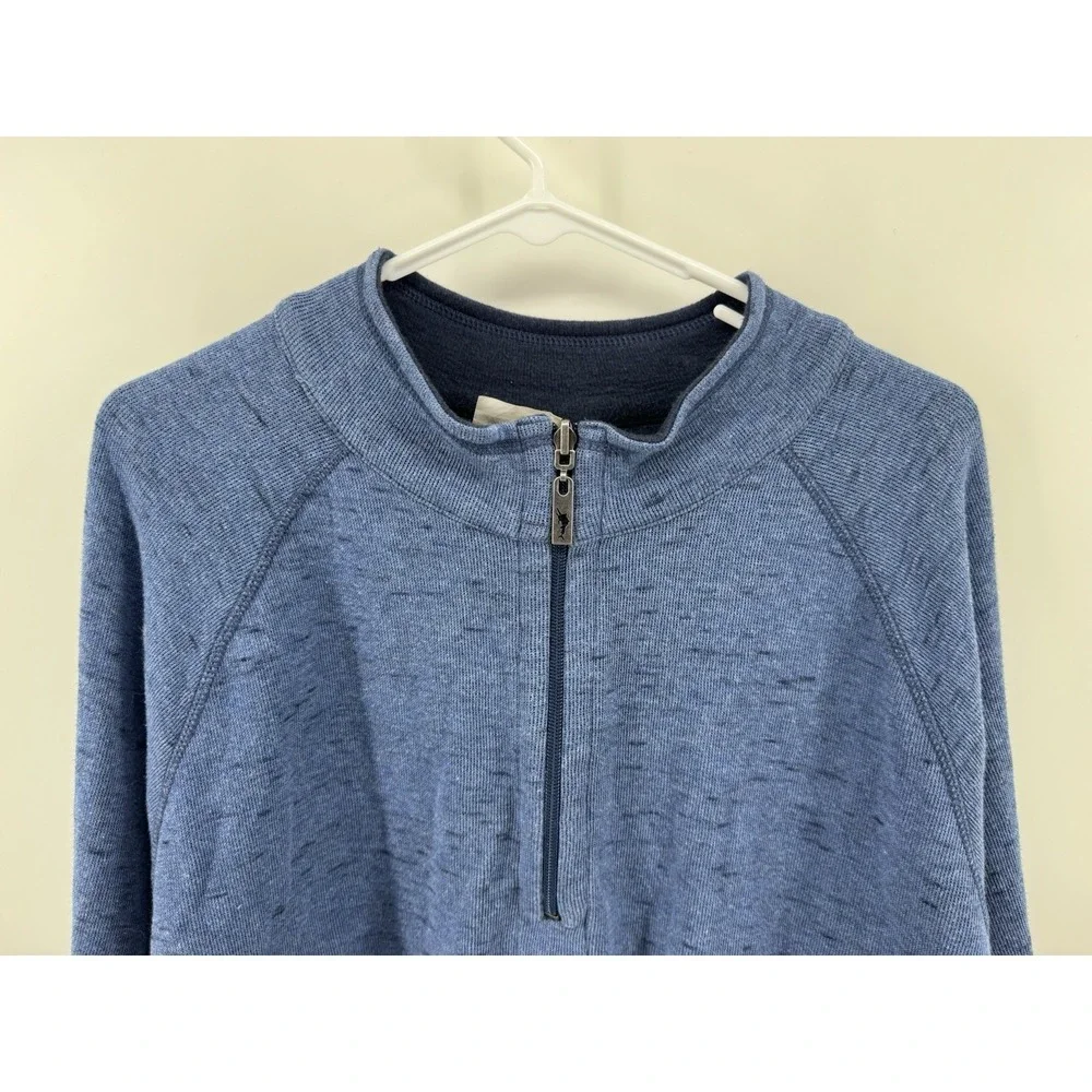 Tommy Bahama Mens Reversible 1/4 Zip Sweater Blue Heather‎ Sweatshirt Sz XL